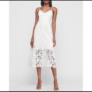 NWT NEVER WORN, express white lace midi dress sz M